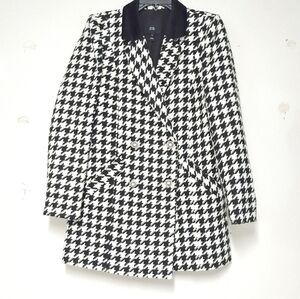 River Island jacket, contrast collar, houndstooth double-breasted Size 12